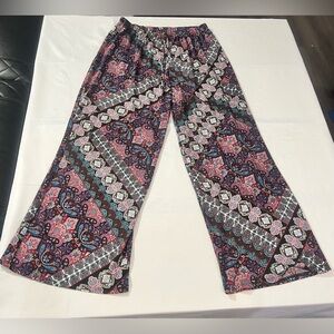 Bohemian Wide Leg Pants in Multicolor Pattern